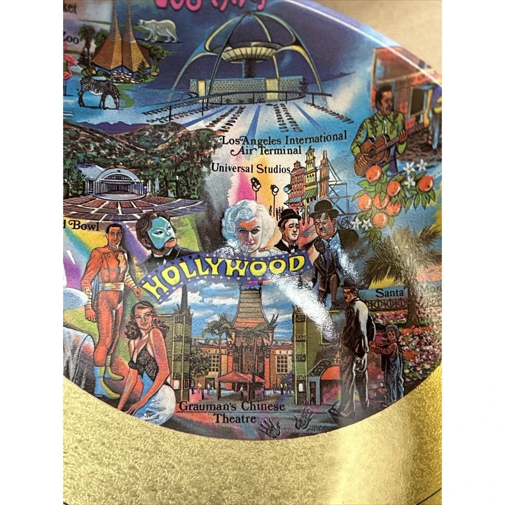 5 Vintage‎ Hollywood/Los Angeles Souvenir Bowls 1950-60s, Funky Misprints! Metal
